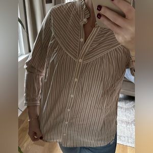 New with tags NWT RUTH SHIRT BURRO STRIPE by Trovata Stripe top with ruffle